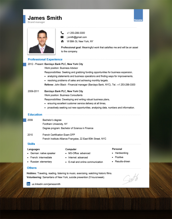 Resume Templates for Men | Resumero - Resume Templates in MS-Word